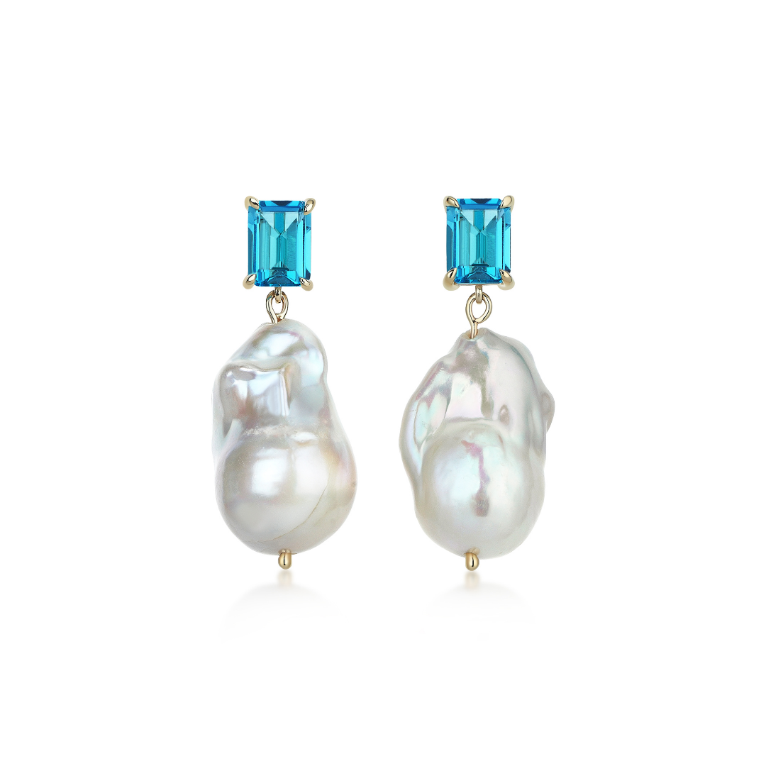 Perla Baroque Wıth Swıss Topaz Küpe